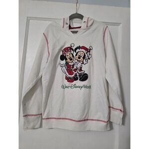 Disney Girls Sweater Size Large‎ White Long Sleeve Hooded Casual Disney Land